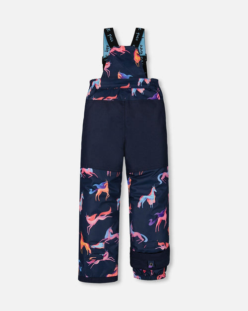 Two Piece Snowsuit Colorblock Purple And Coral With Printed Unicorns - G10I801_012