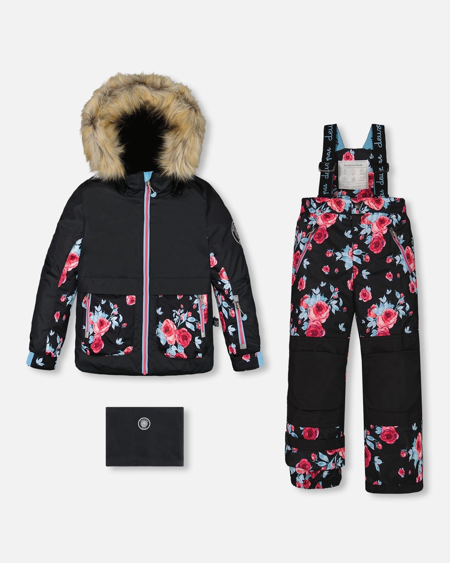 Two Piece Snowsuit Black Printed Roses - G10J803_011