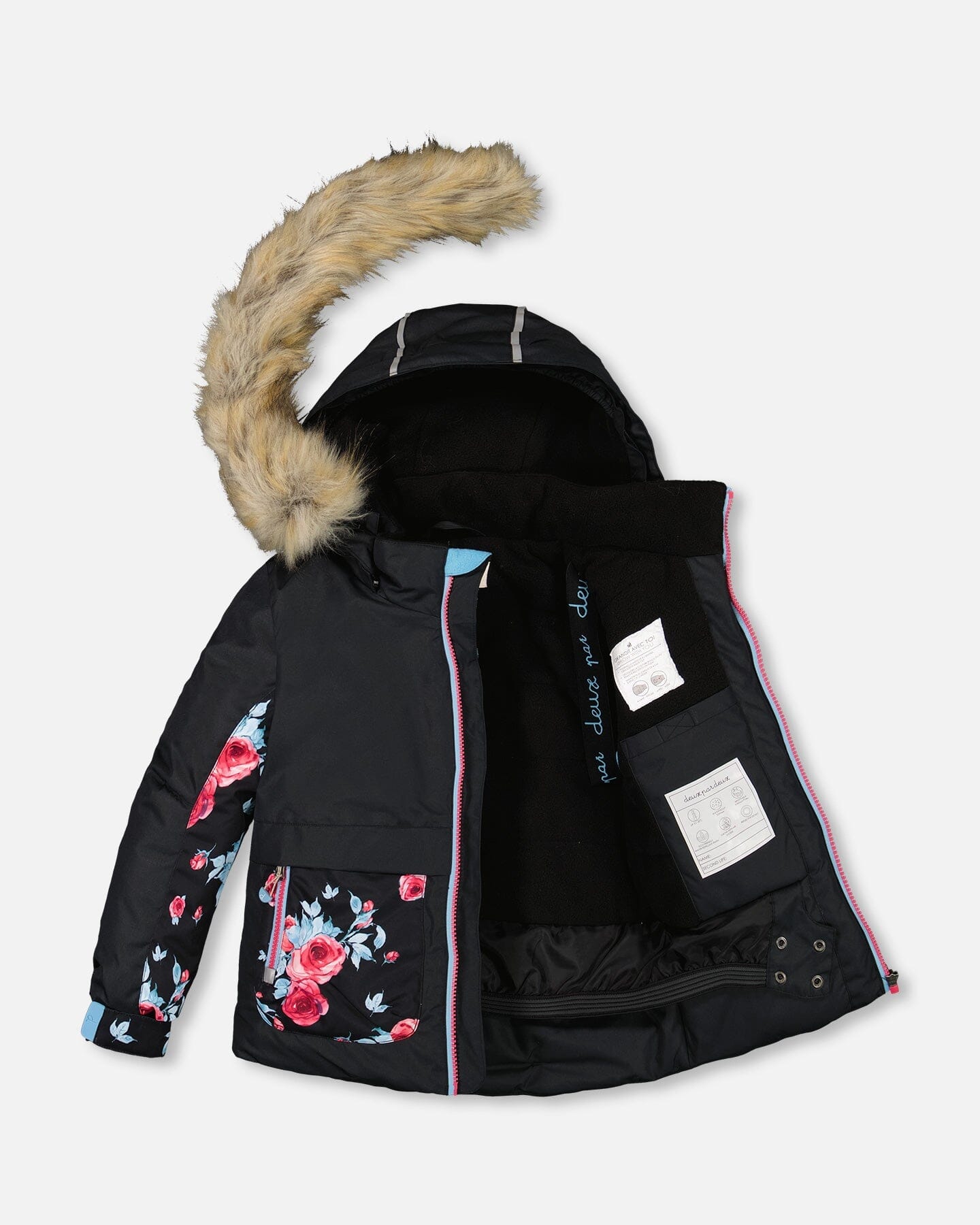 Two Piece Snowsuit Black Printed Roses - G10J803_011