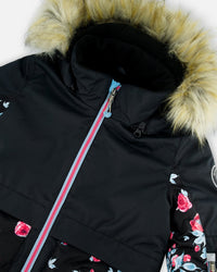 Two Piece Snowsuit Black Printed Roses - G10J803_011