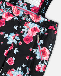 Two Piece Snowsuit Black Printed Roses - G10J803_011