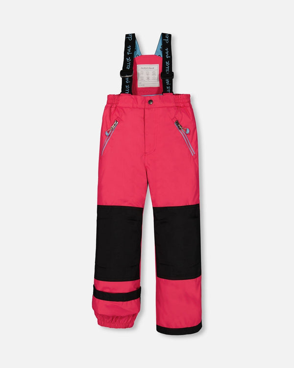 Two Piece Snowsuit Black Printed Rose With Fuschia Pink - G10J803_652