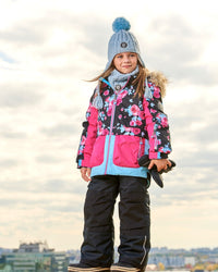 Two Piece Snowsuit Printed Roses With Solid Pant Black - G10J803_999