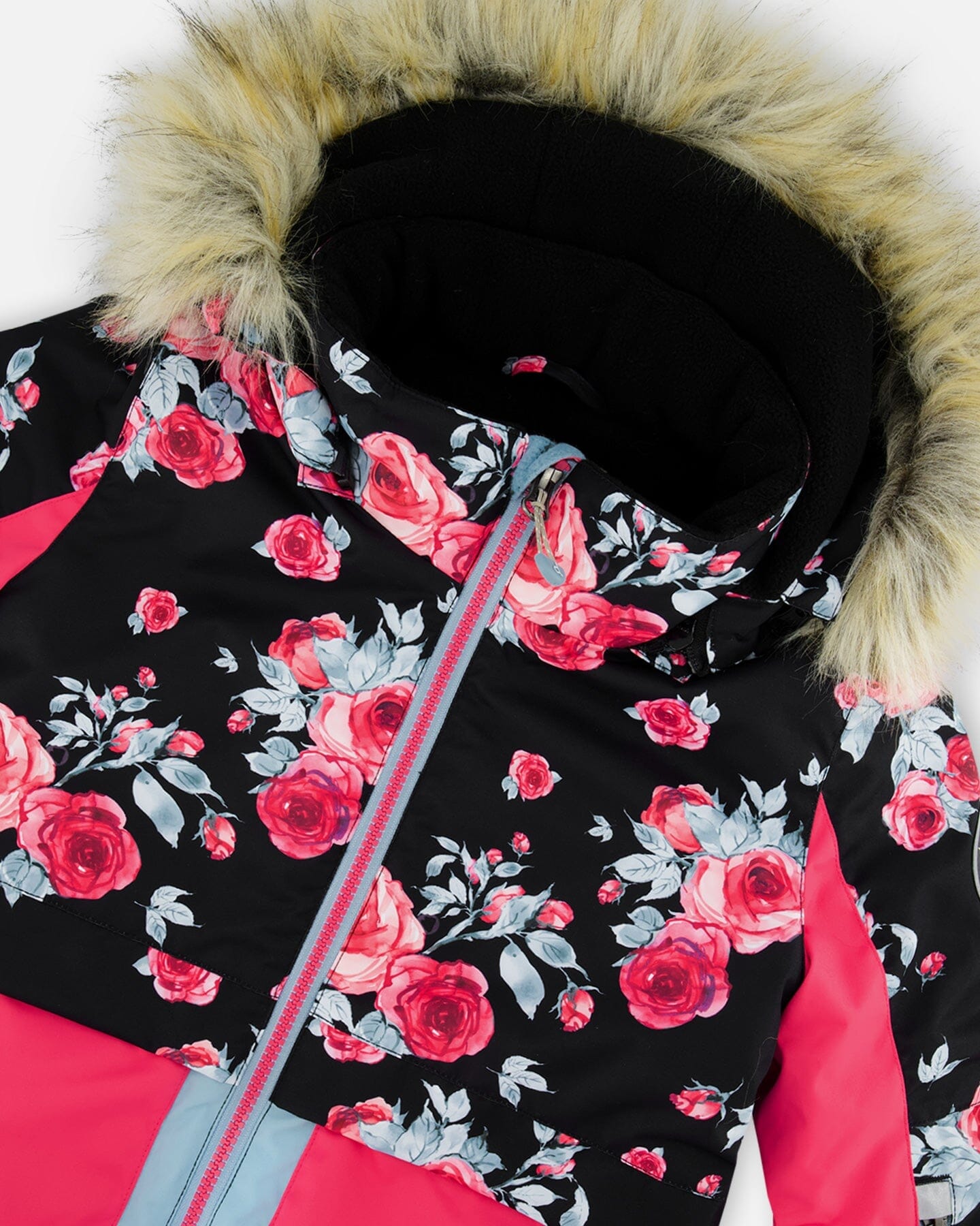 Two Piece Snowsuit Printed Roses With Solid Pant Black - G10J803_999