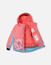 Two Piece Snowsuit Colorblock Coral And Air Blue With Printed Marble - G10K804_007