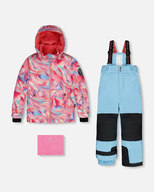 Two Piece Snowsuit Air Blue Printed Marble - G10K804_447