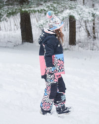 Two Piece Snowsuit Black Printed Retro Flowers Snowsuits Deux par Deux 