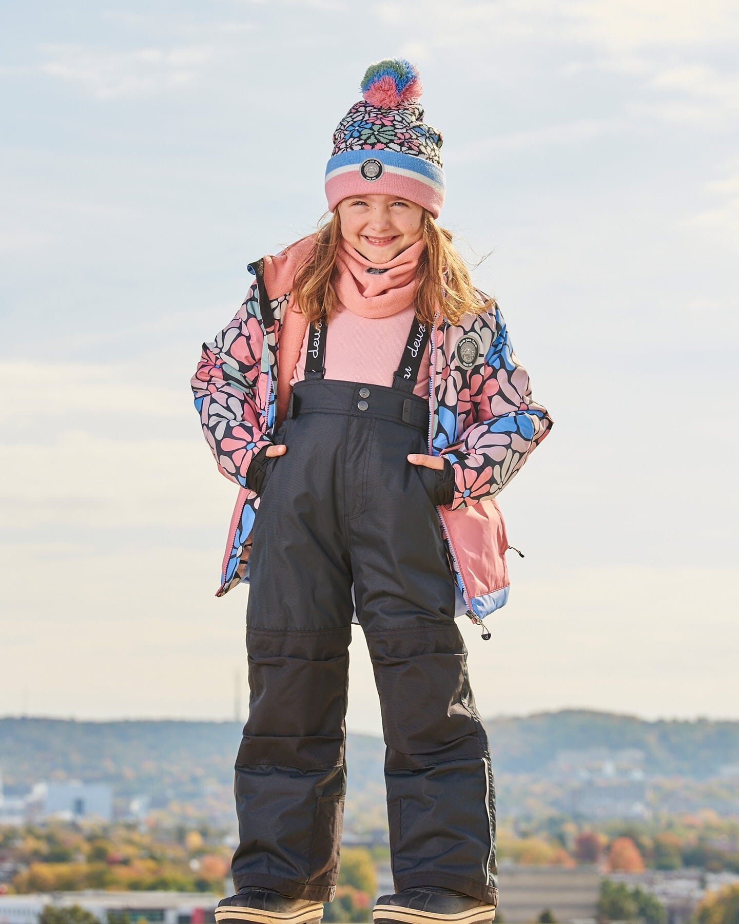 Two Piece Snowsuit Printed Retro Flowers With Black - G10L804_999