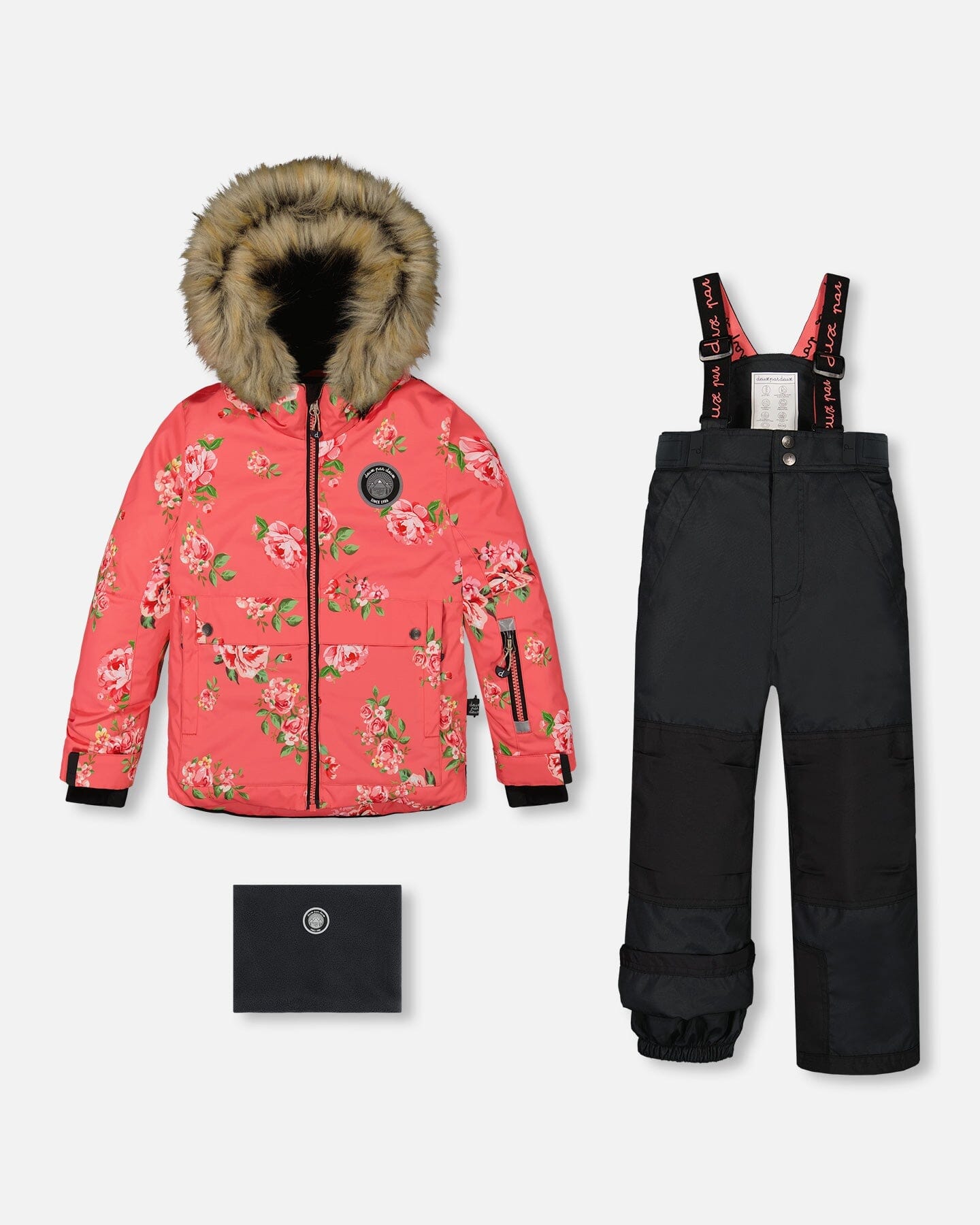 Two Piece Snowsuit Black Printed Coral Flowers - G10M805_999