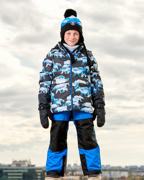 Two Piece Snowsuit Printed Bears And Royal Blue - G10N804_469