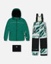 Two Piece Snowsuit Forest Green Printed Glaciers Snowsuits Deux par Deux 