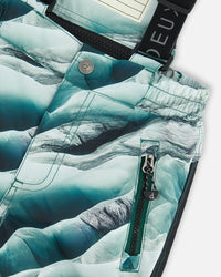 Two Piece Snowsuit Forest Green Printed Glaciers Snowsuits Deux par Deux 