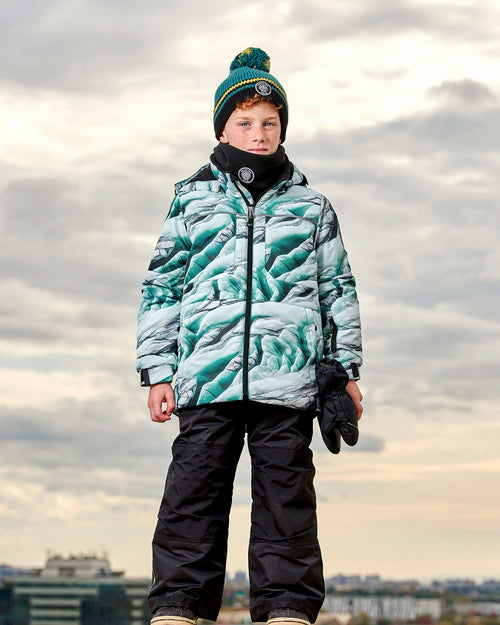 Two Piece Snowsuit Printed Glaciers And Black