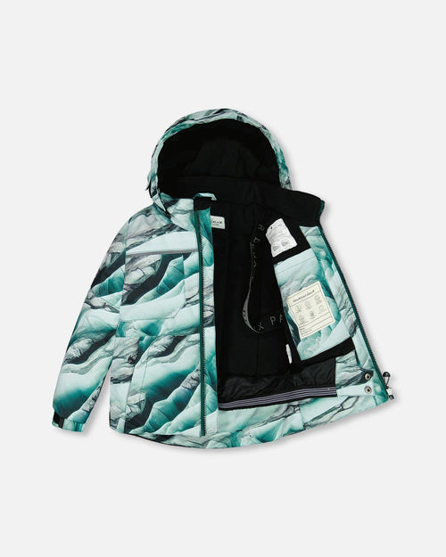 Two Piece Snowsuit Printed Glaciers And Black Snowsuits Deux par Deux 