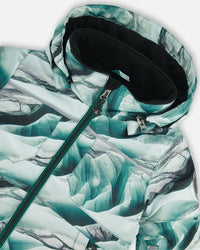 Two Piece Snowsuit Printed Glaciers And Black Snowsuits Deux par Deux 