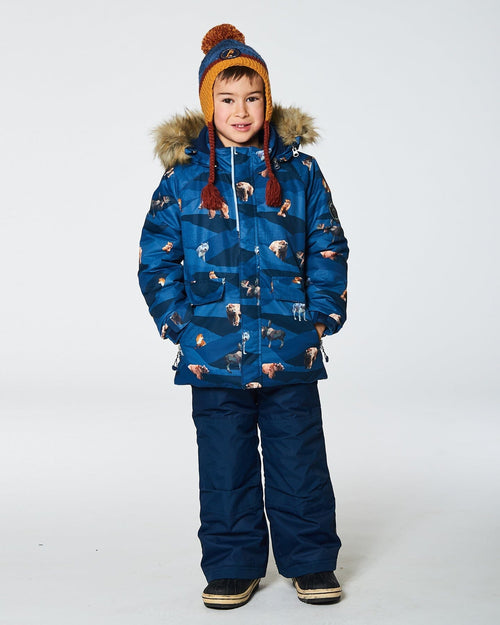 Two Piece Snowsuit Navy Printed Mountains Animals - G10P808_479