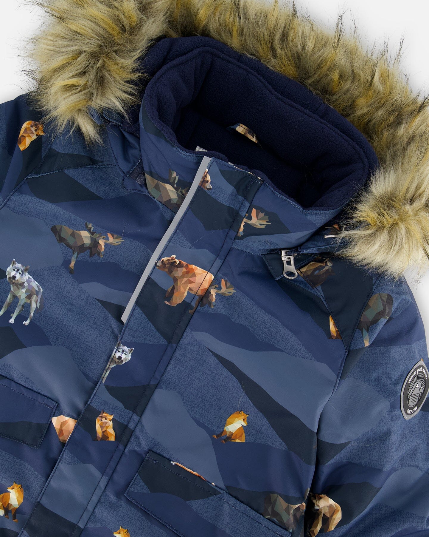 Two Piece Snowsuit Navy Printed Mountains Animals Snowsuits Deux par Deux 