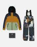 Two Piece Snowsuit Colorblock And Print Camo Dark Gray Snowsuits Deux par Deux 
