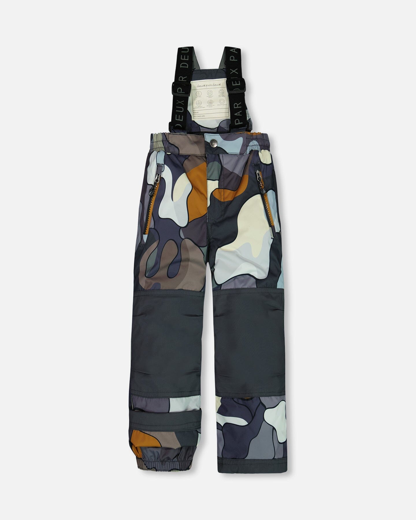 Two Piece Snowsuit Colorblock And Print Camo Dark Gray Snowsuits Deux par Deux 