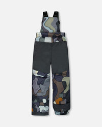 Two Piece Snowsuit Colorblock And Print Camo Dark Gray Snowsuits Deux par Deux 