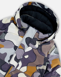 Two Piece Snowsuit Solid Pant And Print Jacket Dark Gray Camo - G10Q809_493