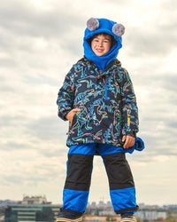 Two Piece Snowsuit Royal Blue Printed Dinos - G10R810_469