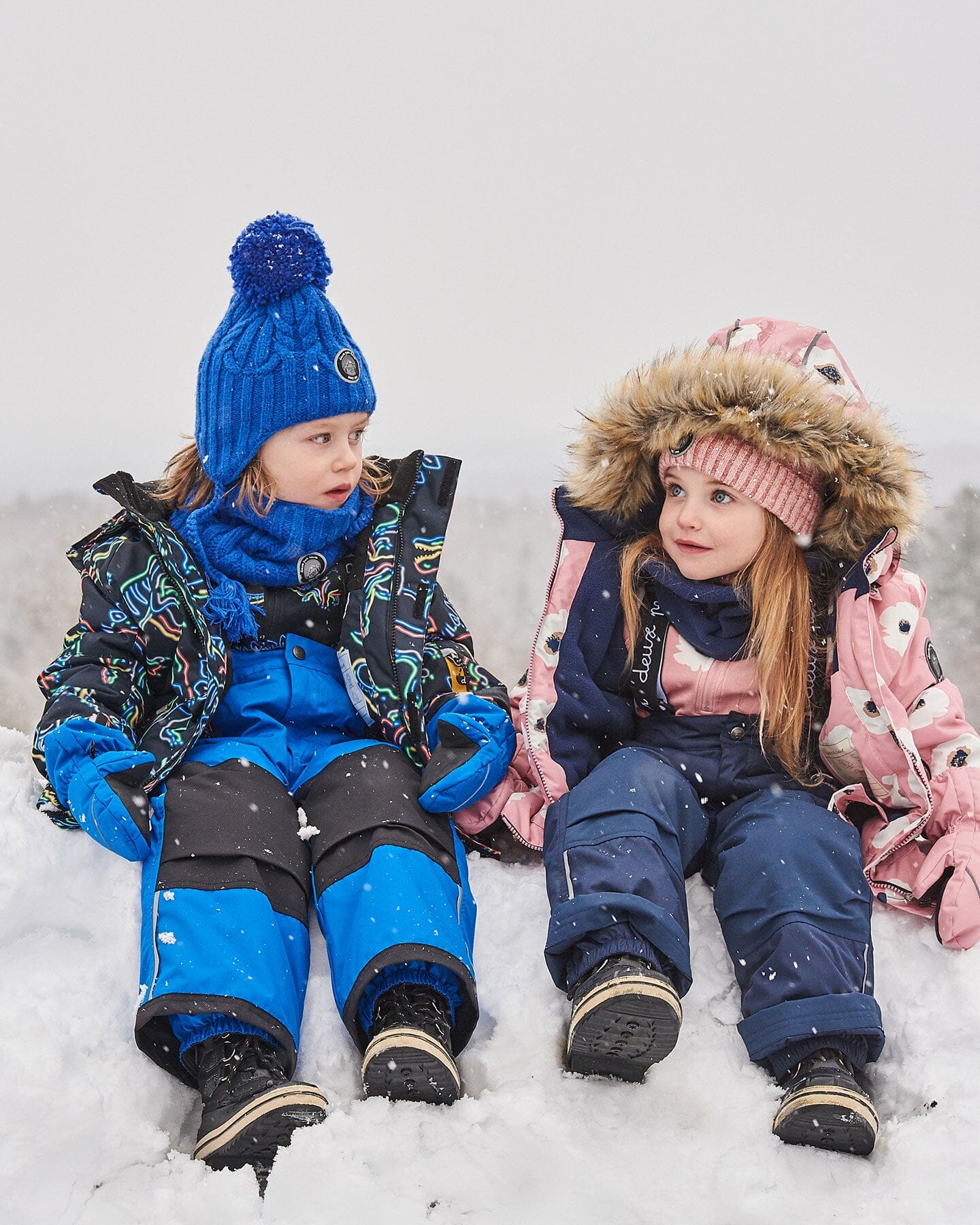 Two Piece Snowsuit Royal Blue Printed Dinos Snowsuits Deux par Deux 