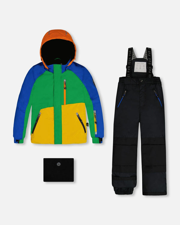 Two Piece Snowsuit Colorblock Royal Blue, Green, Yellow And Orange - G10R810_999