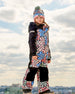 One Piece Snowsuit Printed Retro Flowers Blue - G10T720_006