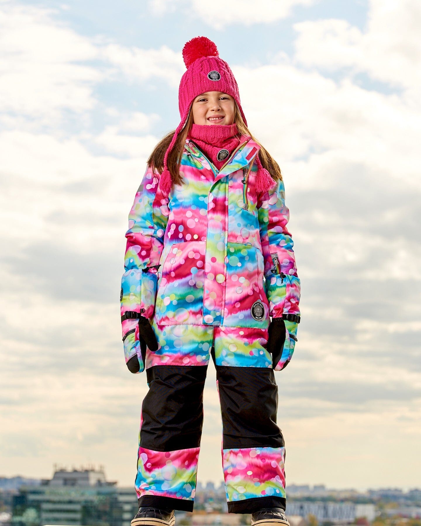 One Piece Snowsuit Printed Multicolor Bubbles - G10T720_010