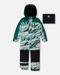 One Piece Snowsuit Forest Green Printed Glaciers - G10T720_021