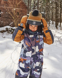 One Piece Snowsuit Dark Gray Printed Camo Snowsuits Deux par Deux 