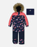 One Piece Snowsuit Navy Printed Unicorn - G10T721_012