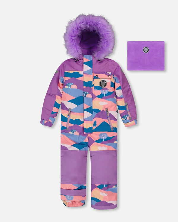 One Piece Snowsuit Mauve Printed Landscape - G10T721_013