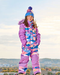 One Piece Snowsuit Mauve Printed Landscape - G10T721_013