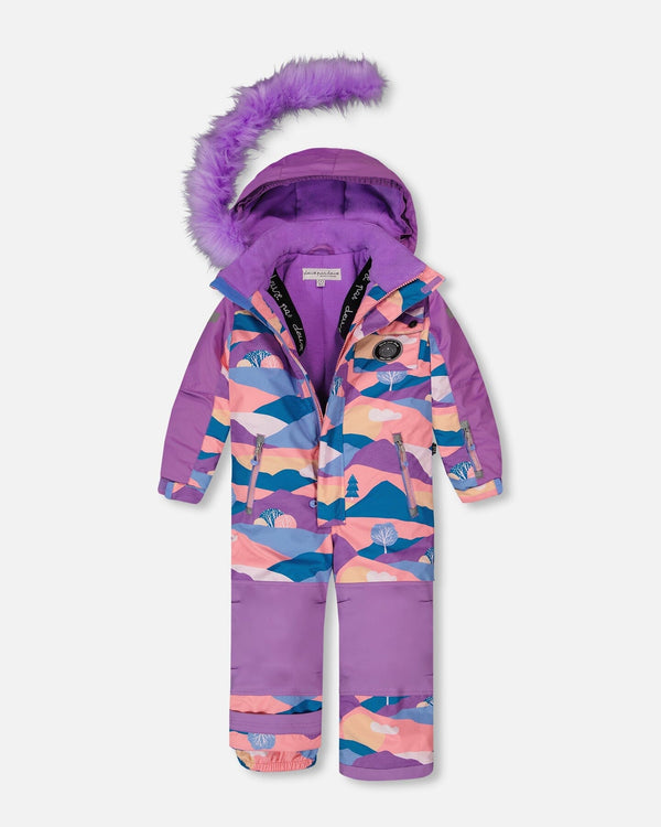 One Piece Snowsuit Mauve Printed Landscape - G10T721_013