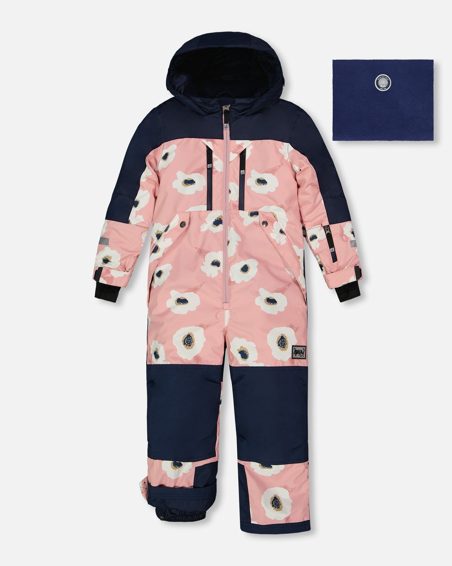 One Piece Technical Snowsuit Pink Printed Off White Flowers - G10V723_009