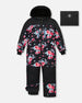 One Piece TEKNIK Snowsuit Black Printed Roses Snowsuits Deux par Deux 