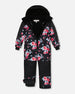 One Piece Technical Snowsuit Black Printed Roses - G10V723_011