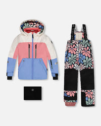 Two Piece Technical Snowsuit Colorblock Printed Retro Flowers - G10V813_006