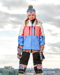 Two Piece Technical Snowsuit Colorblock Printed Retro Flowers - G10V813_006