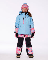 Two Piece Snowsuit Air Blue Printed Marble Snowsuits Deux par Deux 