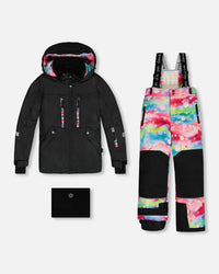 Two Piece Technical Snowsuit Black With Printed Bubbles - G10V813_010