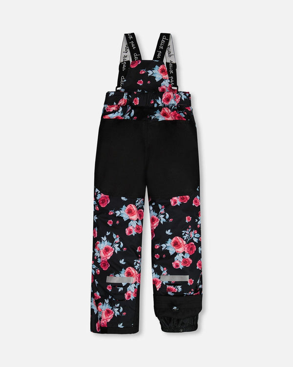 Two Piece Technical Snowsuit Colorblock Black Printed Roses - G10V813_011