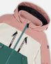 Two Piece TEKNIK Snowsuit Pink, White And Sage With Dark Grey Snowsuits Deux par Deux 