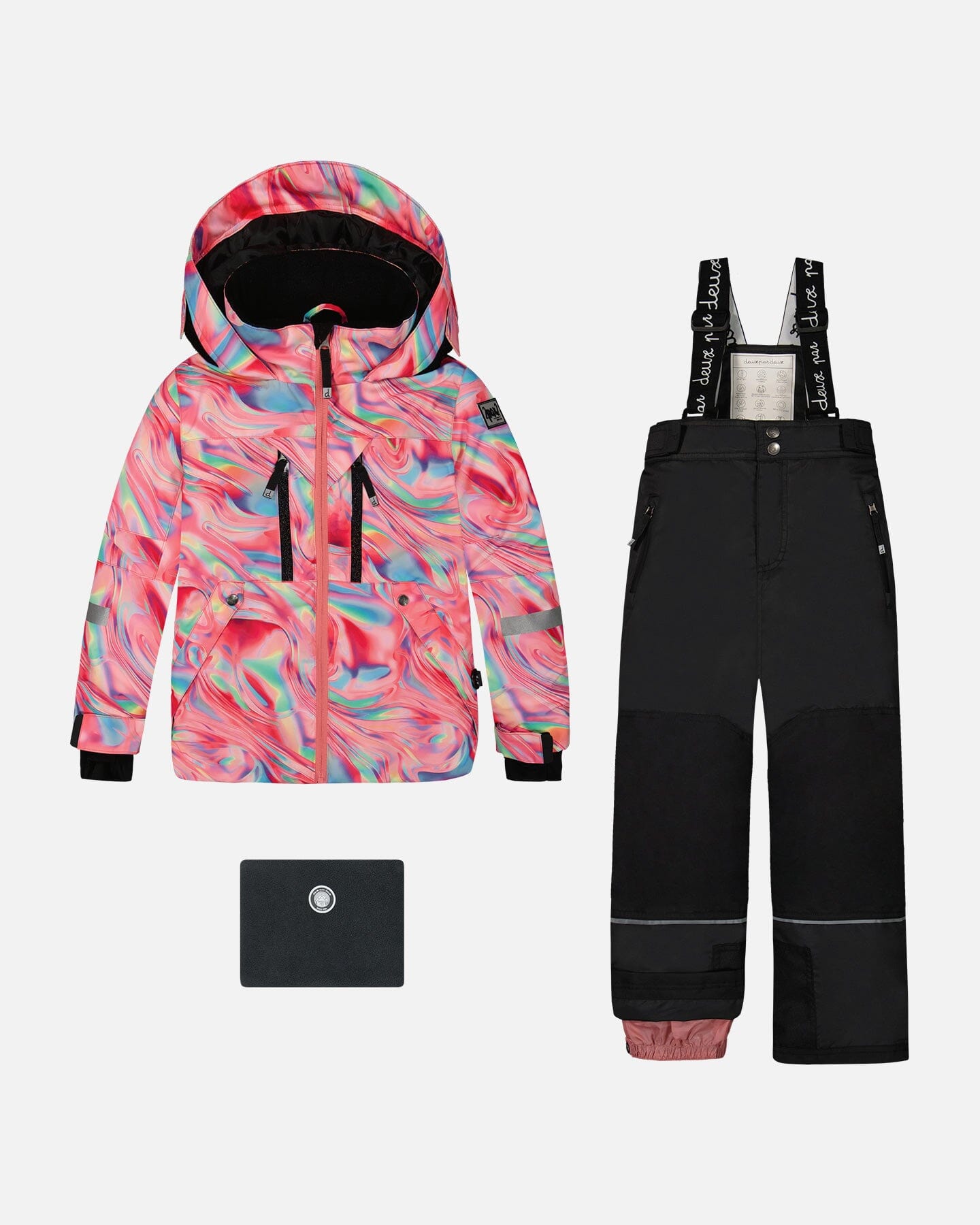 Two Piece TEKNIK Snowsuit Printed Marble And Black Snowsuits Deux par Deux 