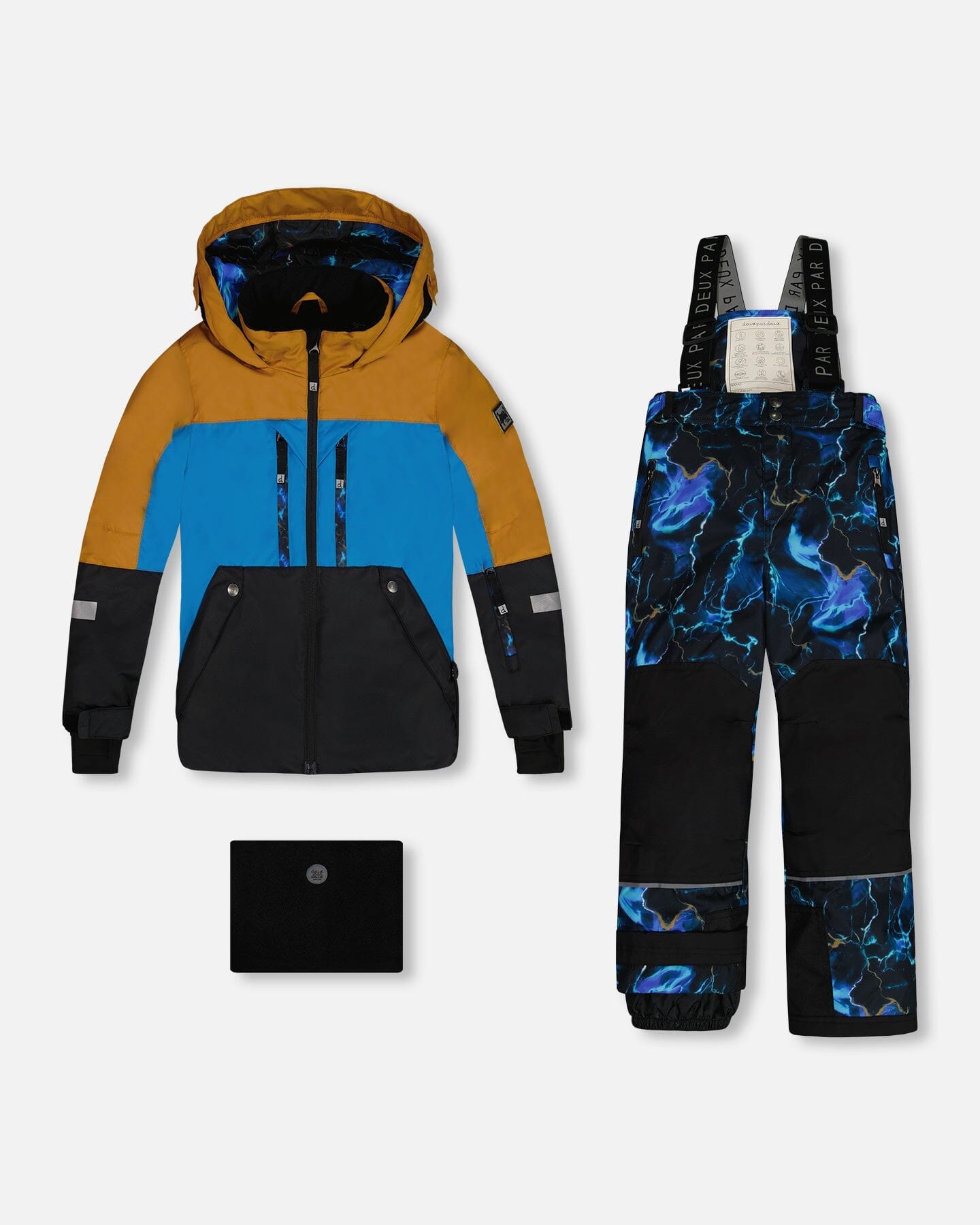 Two Piece Technical Snowsuit Brown, Blue And Black With Printed Storm - G10V814_020