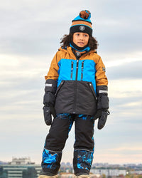 Two Piece Technical Snowsuit Brown, Blue And Black With Printed Storm - G10V814_020