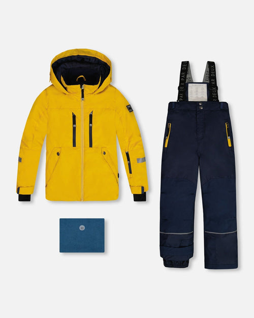 Two Piece Technical Snowsuit Yellow And Navy - G10V814_479