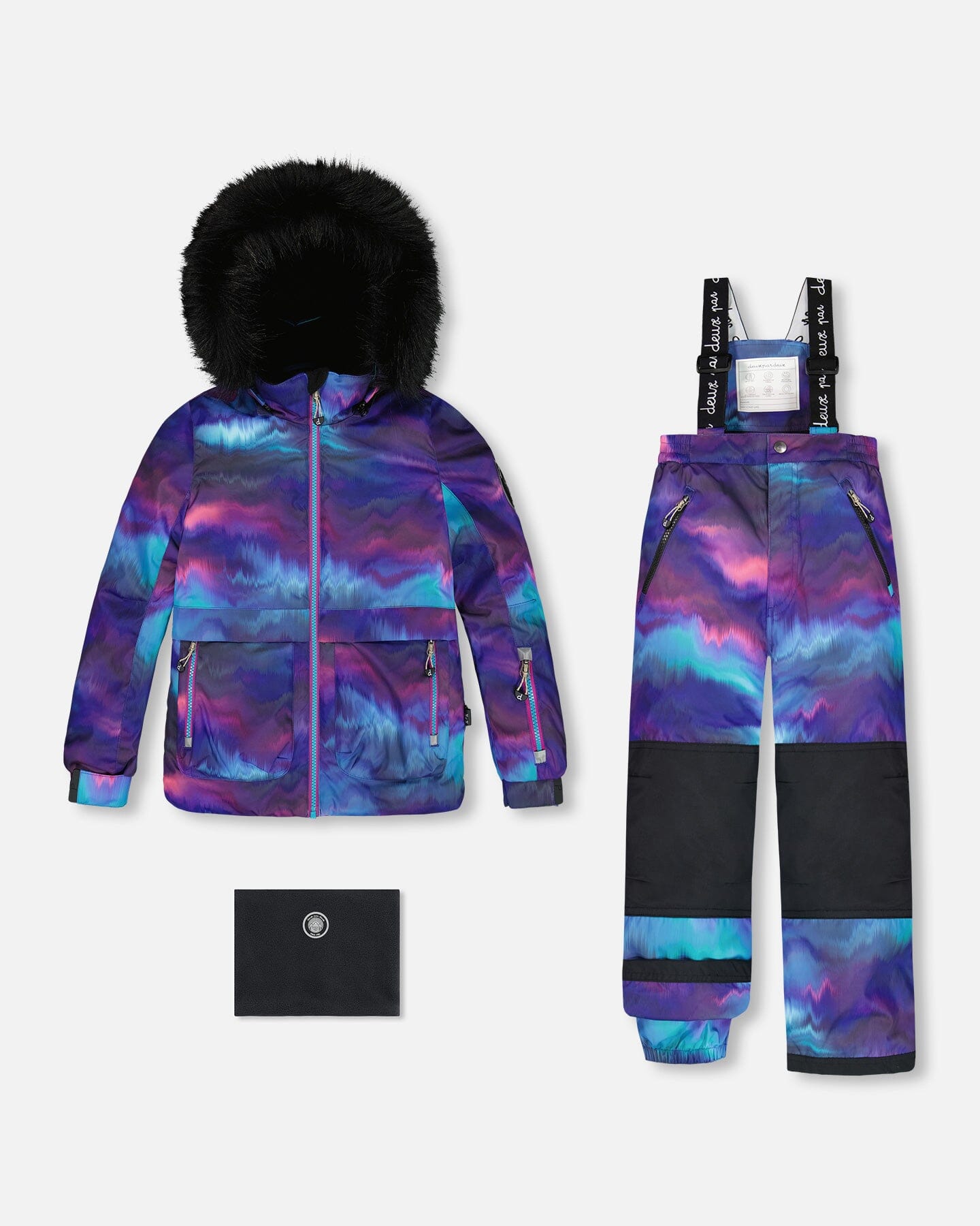 Two Piece Snowsuit Printed Purple Aurora Borealis Snowsuits Deux par Deux 